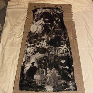 SHEIN Renaissance print dress in black and white-size large